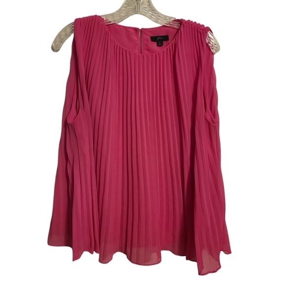 J.Crew | Women's Pink Pleated Sleeveless Georgette Blouse (Size Large) - Picture 1 of 10